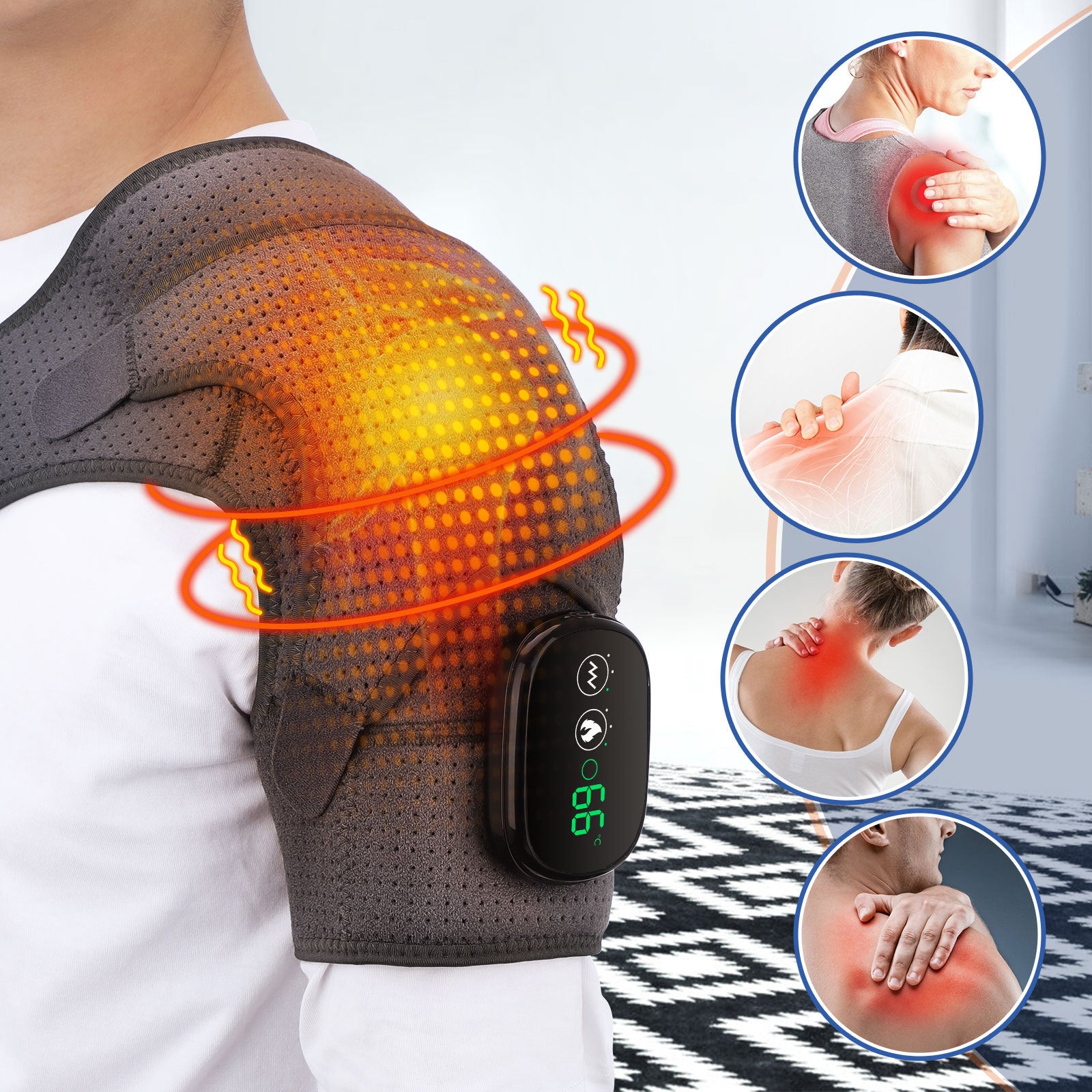 compact 3-speed shoulder massager